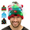 Cappello lavorato a maglia natalizio con fiocco di neve con albero di Natale a LED