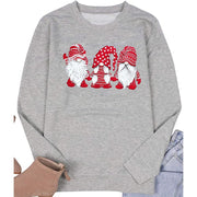 Santa Claus Graphic Long Sleeve Loose Pullover Sweatshirt
