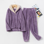 Women Winter Warm Soft Velvet Pajama Pants Set
