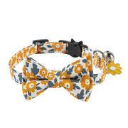 Cute Cat Collars Floral Removable Bowtie Collar with Bell