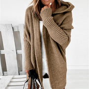 All-match Casual Women's Fashion Hooded Open Front Knitted Sweater Knitwear