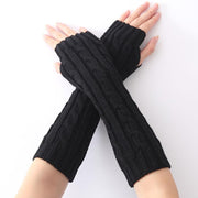 Men Women Winter Hemp Pattern Knitted Fingerless Gloves