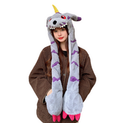 Winter Cartoon Character Scarf Hat Gloves 3 in 1 Plush Hat