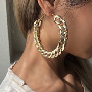 Womens Fashionable Cool Personality Big Circle Chain Earrings