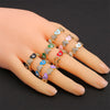 Colorful Trendy Copper Inlaid Zircon Heart Ring for Women