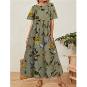 Fashion Summer Womens Printed Sundress High Waist Maxi Dress