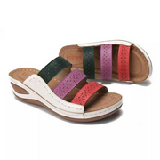 Summer Women Color Matching Hollow PU Roman Sandals