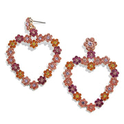 Womens Fashion Love Flower Rhinestone Colorful Crystal Earrings