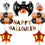18Pcs Halloween Bat Aluminum Foil Balloon Decoration Ghost Festival Set