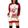 Christmas Print Hedging Mid-Length Women's Over-the-knee Urban Casual Sweater Dress