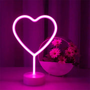 Pink Heart-shaped LED Neon Table Lamp Ornament Fantasy 3D