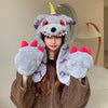 Winter Cartoon Character Scarf Hat Gloves 3 in 1 Plush Hat