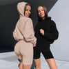 Fashion Women Two-Piece Sets Home Solid Hooded Long Sleeves Casual Tracksuit