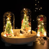 Christmas Tree LED Lights Glow Glass Dome Fawn Santa Claus Crafts