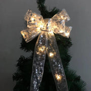 Decorazione regalo di Natale con luci a LED con fiocco in nastro per albero di Natale