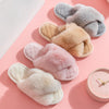 Womens Cross Band Fuzzy Slippers Ladies Comfy Open Toe House Slide Slippers