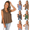 Womens Summer Square-Neck Pullover Loose Ruffle Tank Top