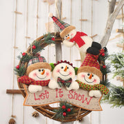 Santa Claus Snowman Elk Ring Pendant Rattan Wreath Hanging