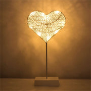 Heart-shaped Romantic LED Lamp Warm Rattan Decorative Table Lamp