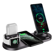 6 in 1 Qi Wireless Charger Fast 10W Wireless Dock Charging Station for iPhone Android