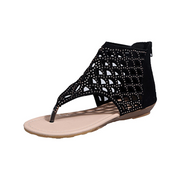 Ladies Gladiator Sandals Zipper Open Toe Womens Summer Flip Flop Roman Shoes