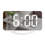 LED Mirror Digital Alarm Clock with Diming Mode Dual USB Ports