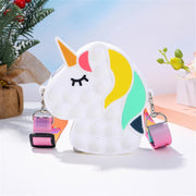 Pop It Fidget Silicone Rainbow Unicorn Bubble Crossbody Bags for Girls