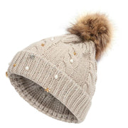 Women's Winter Cute Pearls Moon Star Knitted Hat