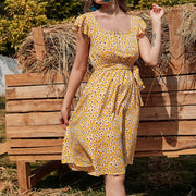 Summer Women Slim Fit Floral Print Mini Casual Short Dress